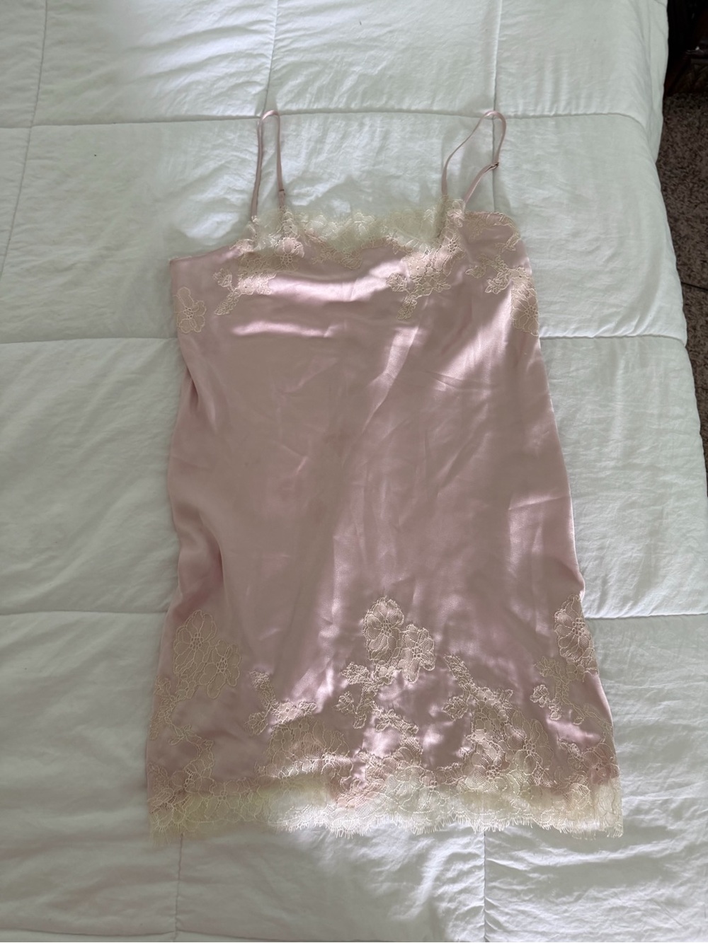 Victoria’s Secret soft Pink Lace-Trim Satin Camisole Slip